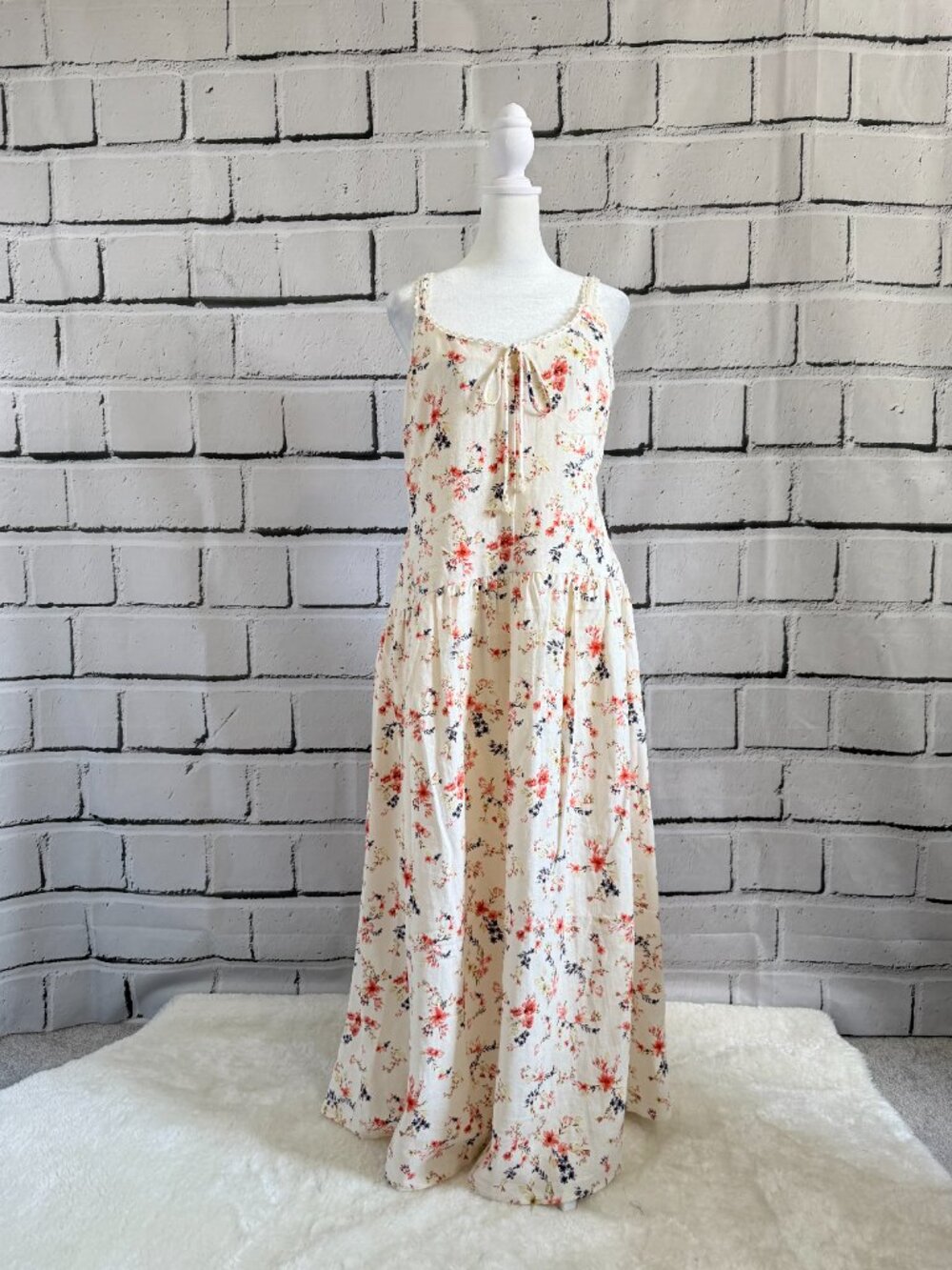 NWT Caroline Constas Floral Linen Blend Maxi Dress M - Picture 2 of 14